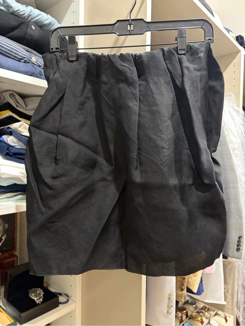Lanvin Black Silk Paper bag Mini Skirt